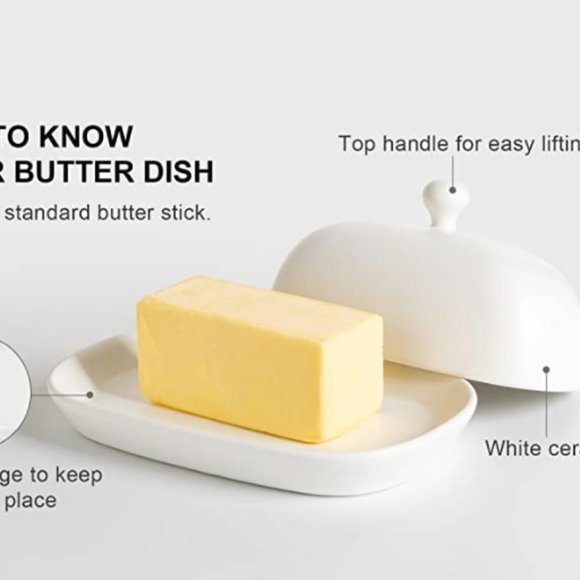 XELA Dining Porcelain Butter Dish Eastwest Coast Butter Container W